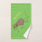 Happy Jumping Kiwi mit Bug-Krawatte Cartoon Design Badhandtuch Set (Handtuch)