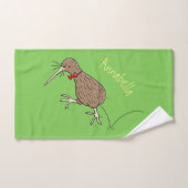 Happy Jumping Kiwi mit Bug-Krawatte Cartoon Design Badhandtuch Set (Handtuch)