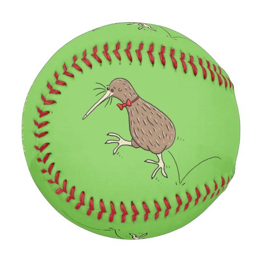 Happy Jumping Kiwi mit Bug-Krawatte Cartoon Design Baseball (Vorderseite Links)