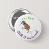 Happy Jumping Kiwi mit Bug-Krawatte Cartoon Design Button (Vorne & Hinten)