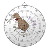 Happy Jumping Kiwi mit Bug-Krawatte Cartoon Design Dartscheibe (vorne)