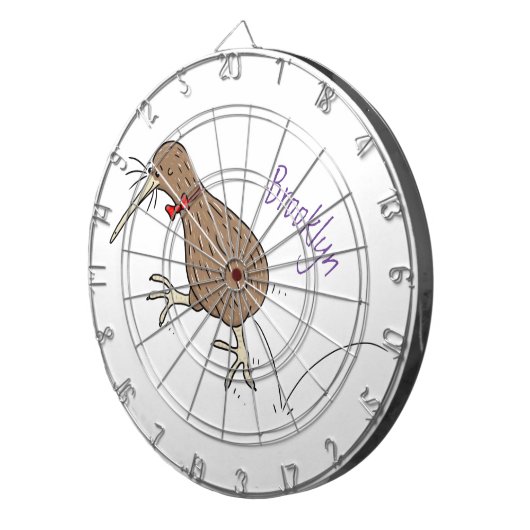 Happy Jumping Kiwi mit Bug-Krawatte Cartoon Design Dartscheibe (Vorderseite rechts)