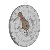 Happy Jumping Kiwi mit Bug-Krawatte Cartoon Design Dartscheibe (Vorderseite Links)