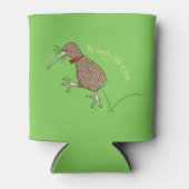 Happy Jumping Kiwi mit Bug-Krawatte Cartoon Design Dosenkühler (Vorderseite)