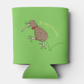 Happy Jumping Kiwi mit Bug-Krawatte Cartoon Design Dosenkühler (Rückseite)