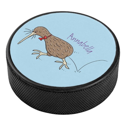 Happy Jumping Kiwi mit Bug-Krawatte Cartoon Design Eishockey Puck (3/4)