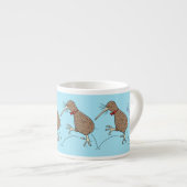 Happy Jumping Kiwi mit Bug-Krawatte Cartoon Design Espressotasse (Vorderseite Rechts)