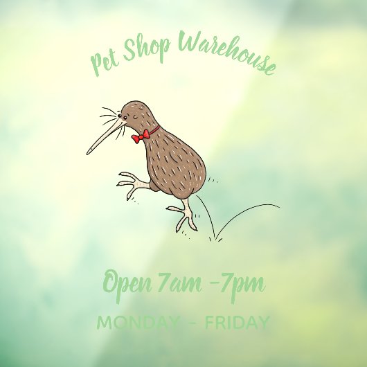 Happy Jumping Kiwi mit Bug-Krawatte Cartoon Design Fensteraufkleber (Blatt 3)