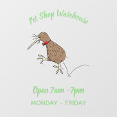 Happy Jumping Kiwi mit Bug-Krawatte Cartoon Design Fensteraufkleber (Blatt)
