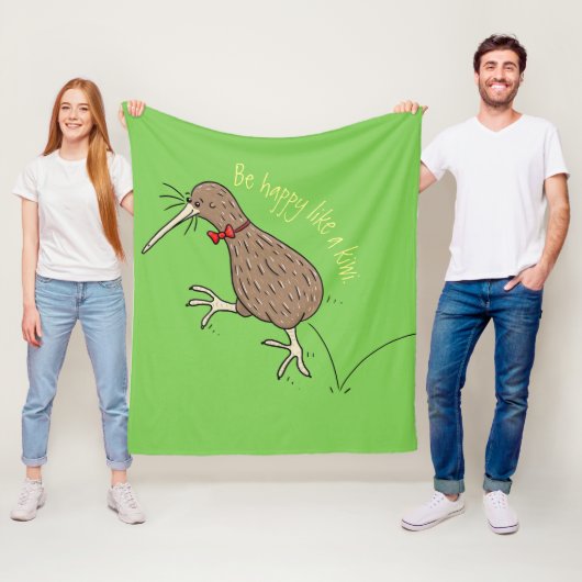 Happy Jumping Kiwi mit Bug-Krawatte Cartoon Design Fleecedecke (Beispiel)