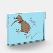 Happy Jumping Kiwi mit Bug-Krawatte Cartoon Design Fotoblock (Links)