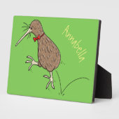 Happy Jumping Kiwi mit Bug-Krawatte Cartoon Design Fotoplatte (Seite)