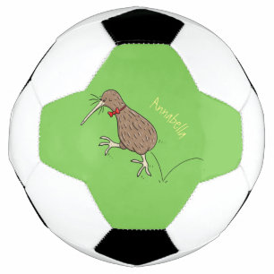 Happy Jumping Kiwi mit Bug-Krawatte Cartoon Design Fußball