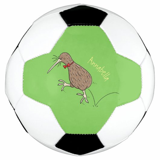Happy Jumping Kiwi mit Bug-Krawatte Cartoon Design Fußball (Vorderseite)