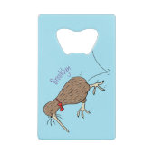 Happy Jumping Kiwi mit Bug-Krawatte Cartoon Design Geldbeutel Flaschenöffner (Vorderseite)
