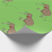 Happy Jumping Kiwi mit Bug-Krawatte Cartoon Design Geschenkpapier (Ecke)