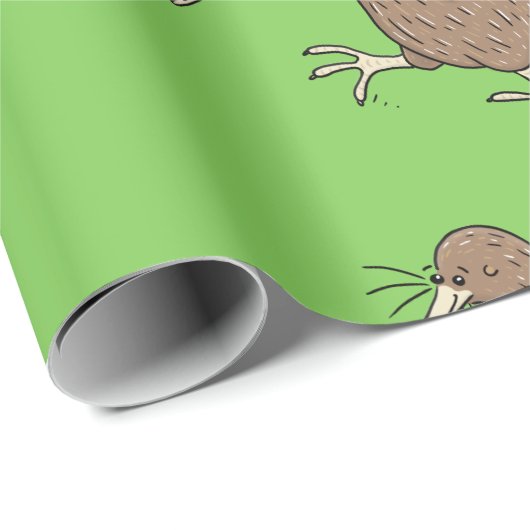 Happy Jumping Kiwi mit Bug-Krawatte Cartoon Design Geschenkpapier (Rolleneckpunkt)