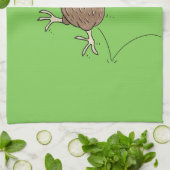 Happy Jumping Kiwi mit Bug-Krawatte Cartoon Design Geschirrtuch (Gefaltet)