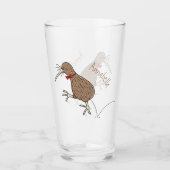 Happy Jumping Kiwi mit Bug-Krawatte Cartoon Design Glas (Vorderseite)