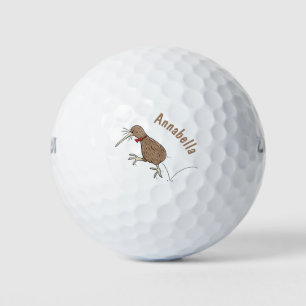Happy Jumping Kiwi mit Bug-Krawatte Cartoon Design Golfball