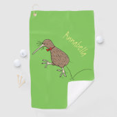 Happy Jumping Kiwi mit Bug-Krawatte Cartoon Design Golfhandtuch (Insitu)