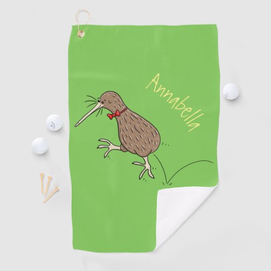 Happy Jumping Kiwi mit Bug-Krawatte Cartoon Design Golfhandtuch (Insitu)