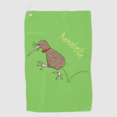 Happy Jumping Kiwi mit Bug-Krawatte Cartoon Design Golfhandtuch (Vorderseite)