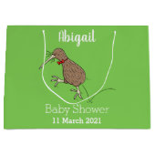 Happy Jumping Kiwi mit Bug-Krawatte Cartoon Design Große Geschenktüte (Vorderseite)