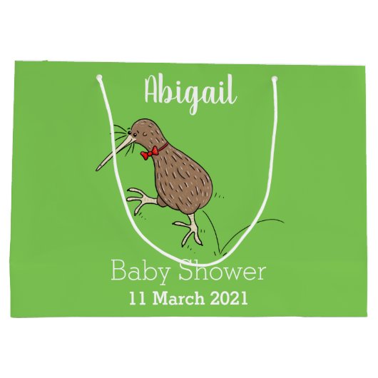 Happy Jumping Kiwi mit Bug-Krawatte Cartoon Design Große Geschenktüte (Rückseite)