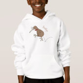 Happy Jumping Kiwi mit Bug-Krawatte Cartoon Design Hoodie (Vorderseite)