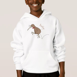 Happy Jumping Kiwi mit Bug-Krawatte Cartoon Design Hoodie
