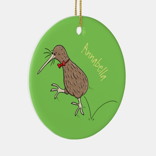 Happy Jumping Kiwi mit Bug-Krawatte Cartoon Design Keramik Ornament (Rechts)