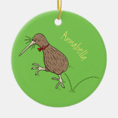 Happy Jumping Kiwi mit Bug-Krawatte Cartoon Design Keramik Ornament (Vorne)