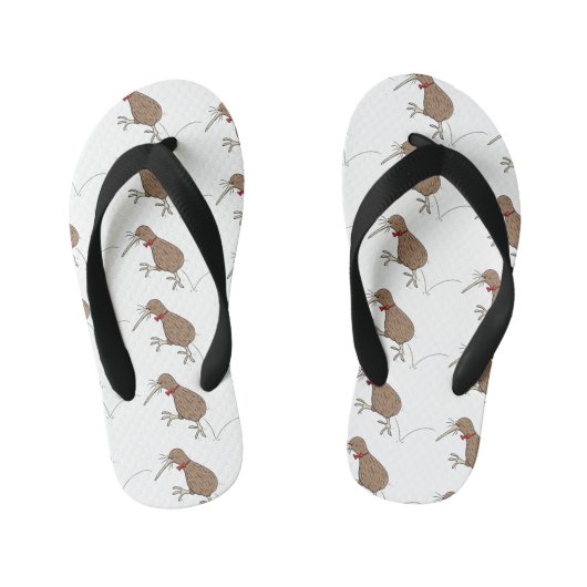 Happy Jumping Kiwi mit Bug-Krawatte Cartoon Design Kinderbadesandalen (Fußbett)