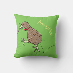Happy Jumping Kiwi mit Bug-Krawatte Cartoon Design Kissen