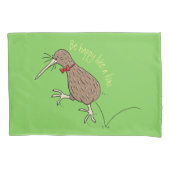 Happy Jumping Kiwi mit Bug-Krawatte Cartoon Design Kissenbezug (Vorderseite)