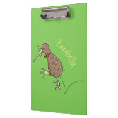 Happy Jumping Kiwi mit Bug-Krawatte Cartoon Design Klemmbrett (Links)