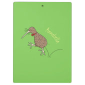 Happy Jumping Kiwi mit Bug-Krawatte Cartoon Design Klemmbrett (Rückseite)
