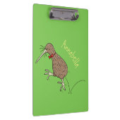 Happy Jumping Kiwi mit Bug-Krawatte Cartoon Design Klemmbrett (Rechts)