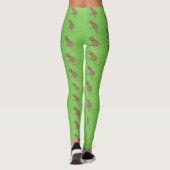 Happy Jumping Kiwi mit Bug-Krawatte Cartoon Design Leggings (Rückseite)
