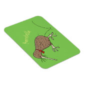 Happy Jumping Kiwi mit Bug-Krawatte Cartoon Design Magnet (Rechte Seite)