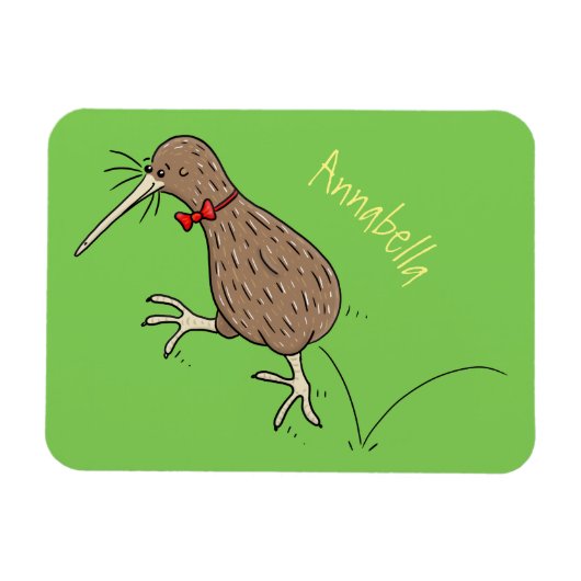 Happy Jumping Kiwi mit Bug-Krawatte Cartoon Design Magnet (Horizontal)
