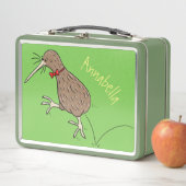 Happy Jumping Kiwi mit Bug-Krawatte Cartoon Design Metall Brotdose (Beispiel)