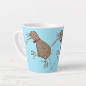 Happy Jumping Kiwi mit Bug-Krawatte Cartoon Design Milchtasse (Linke Ecke)