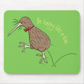 Happy Jumping Kiwi mit Bug-Krawatte Cartoon Design Mousepad (Vorne)