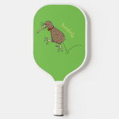 Happy Jumping Kiwi mit Bug-Krawatte Cartoon Design Pickleball Schläger (Rückseite)