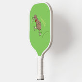 Happy Jumping Kiwi mit Bug-Krawatte Cartoon Design Pickleball Schläger (Links)