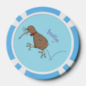 Happy Jumping Kiwi mit Bug-Krawatte Cartoon Design Pokerchips (Rückseite)