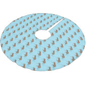 Happy Jumping Kiwi mit Bug-Krawatte Cartoon Design Polyester Weihnachtsbaumdecke (Schrägansicht)