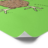 Happy Jumping Kiwi mit Bug-Krawatte Cartoon Design Poster (Ecke)